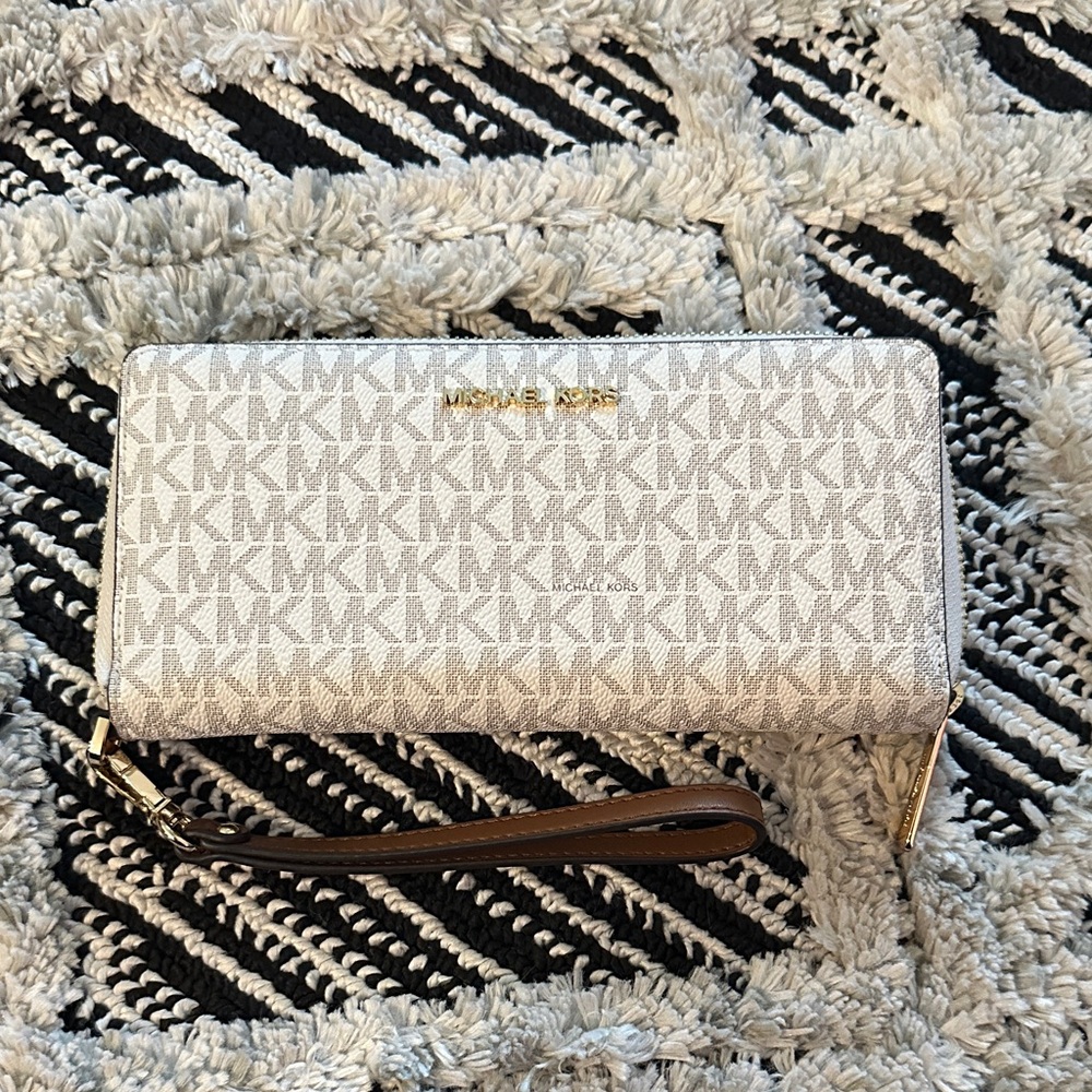 Michael Kors Monogram Beige Wristlet